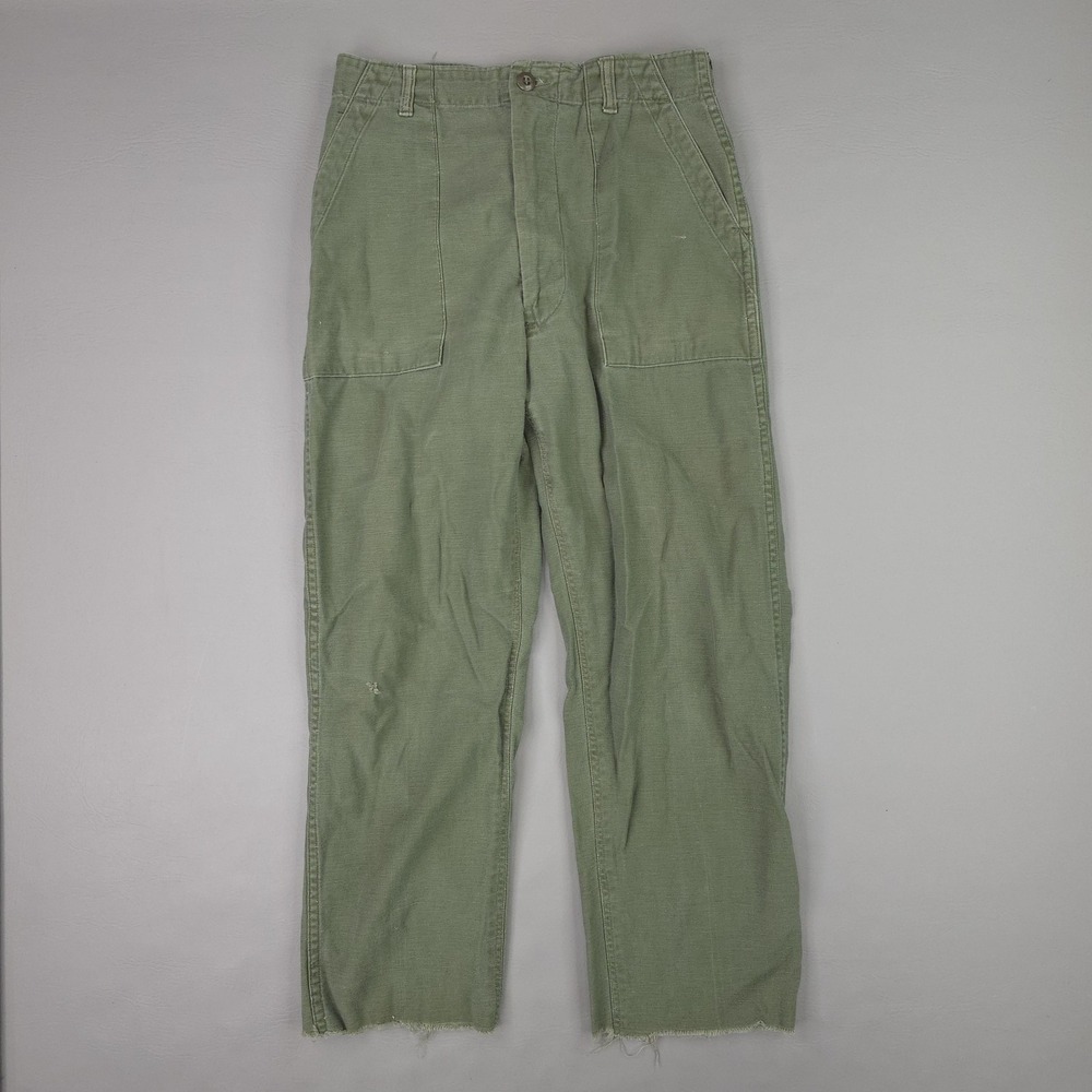 Vintage Military OG-107 Pants Mens 28X26 Blue Bell Sateen Fatigue Trousers 60s